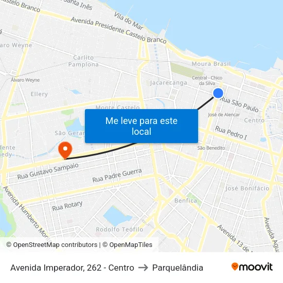 Avenida Imperador, 262 - Centro to Parquelândia map