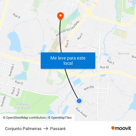 Conjunto Palmeiras to Passaré map