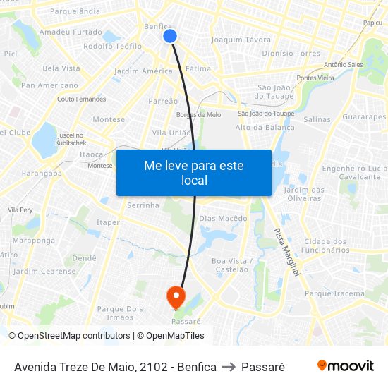 Avenida Treze De Maio, 2102 - Benfica to Passaré map