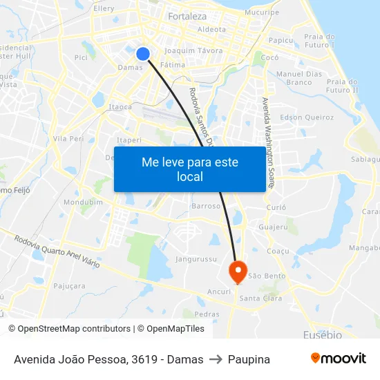 Avenida João Pessoa, 3619 - Damas to Paupina map