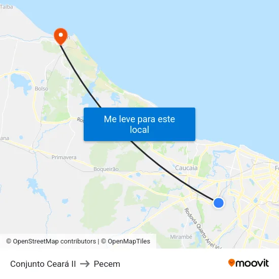 Conjunto Ceará II to Pecem map