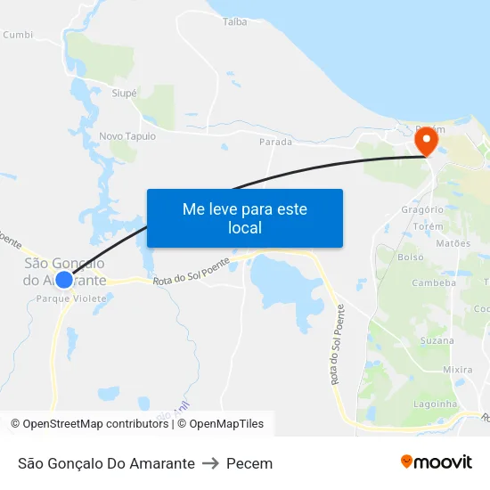 São Gonçalo Do Amarante to Pecem map