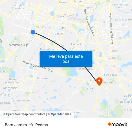 Bom Jardim to Pedras map