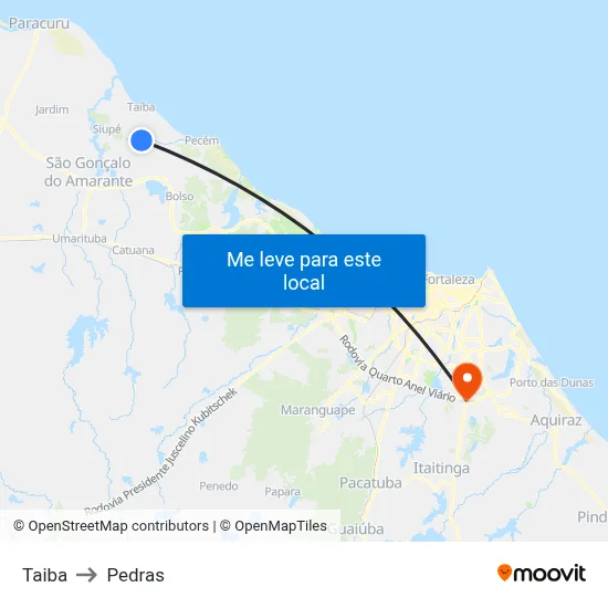 Taiba to Pedras map