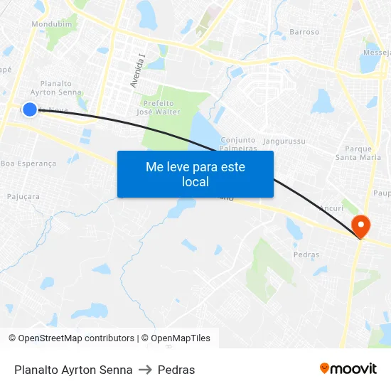 Planalto Ayrton Senna to Pedras map