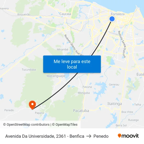 Avenida Da Universidade, 2361 - Benfica to Penedo map
