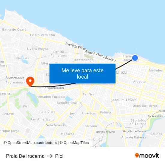 Praia De Iracema to Pici map