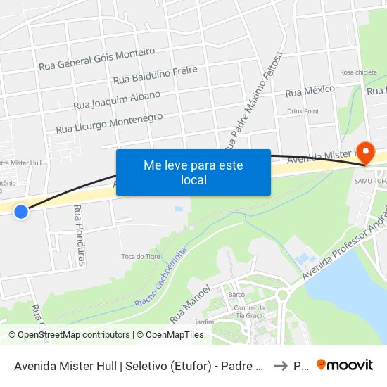 Avenida Mister Hull | Seletivo (Etufor) - Padre Andrade to Pici map
