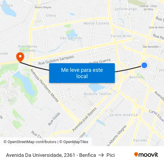 Avenida Da Universidade, 2361 - Benfica to Pici map