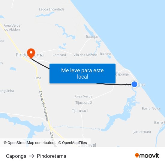 Caponga to Pindoretama map