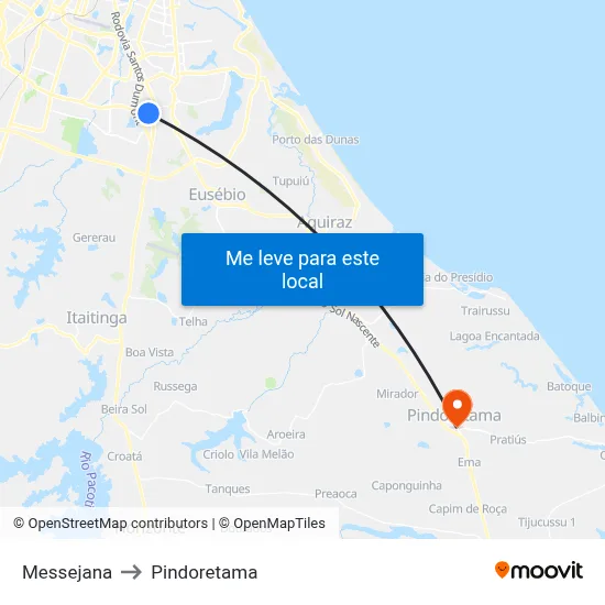 Messejana to Pindoretama map