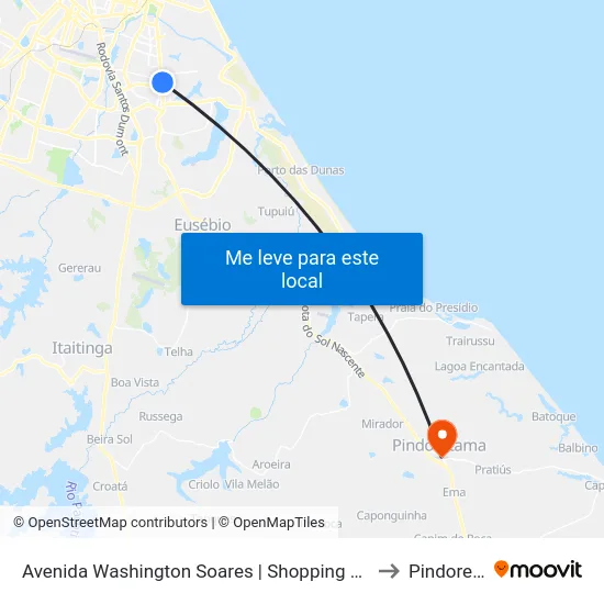 Avenida Washington Soares | Shopping Via Sul - Sapiranga to Pindoretama map