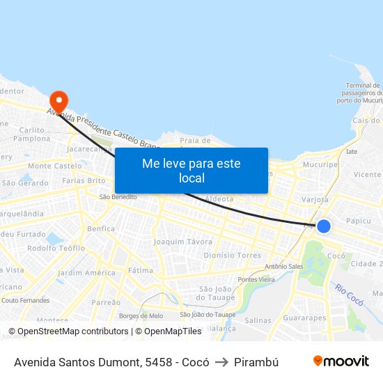 Avenida Santos Dumont, 5458 - Cocó to Pirambú map