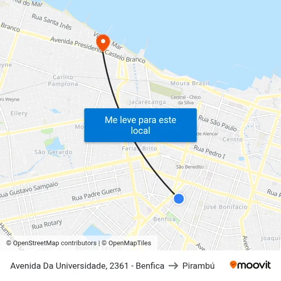 Avenida Da Universidade, 2361 - Benfica to Pirambú map