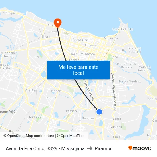 Avenida Frei Cirilo, 3329 - Messejana to Pirambú map