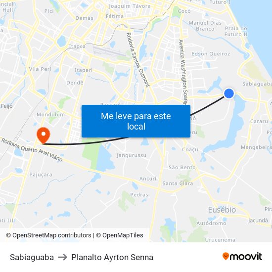 Sabiaguaba to Planalto Ayrton Senna map