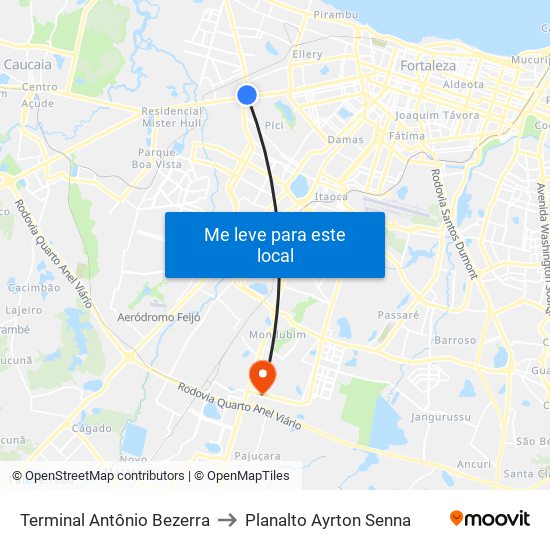 Terminal Antônio Bezerra to Planalto Ayrton Senna map