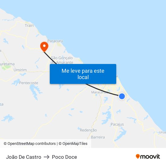 João De Castro to Poco Doce map