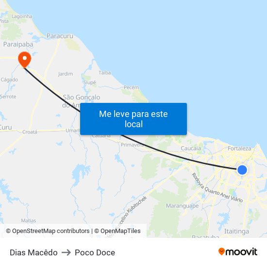 Dias Macêdo to Poco Doce map