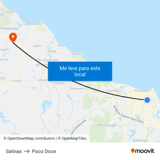 Salinas to Poco Doce map