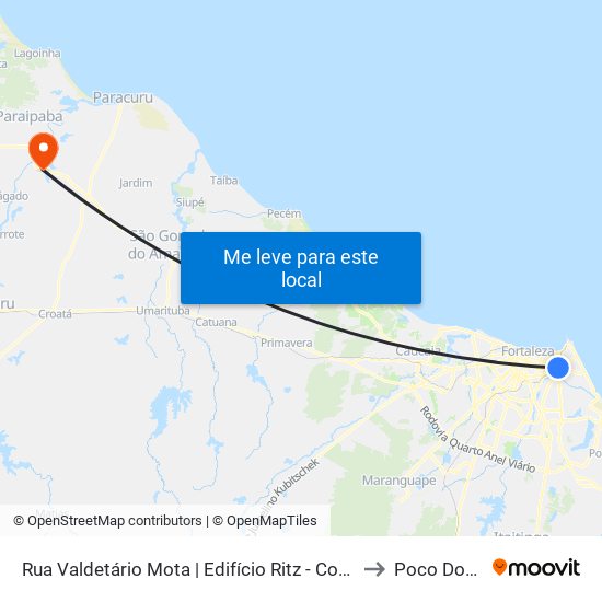 Rua Valdetário Mota | Edifício Ritz - Cocó to Poco Doce map