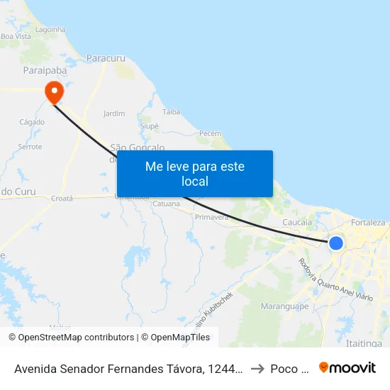 Avenida Senador Fernandes Távora, 1244 - Henrique Jorge to Poco Doce map