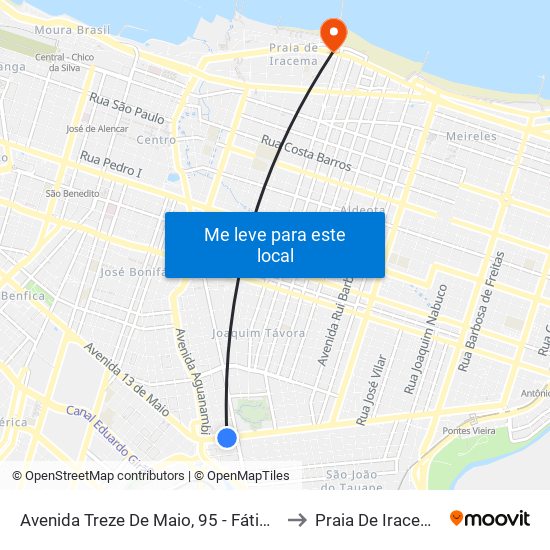 Avenida Treze De Maio, 95 - Fátima to Praia De Iracema map