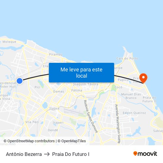 Antônio Bezerra to Praia Do Futuro I map