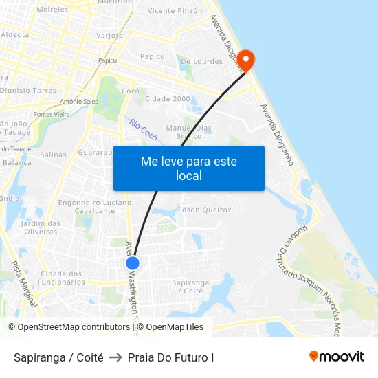 Sapiranga / Coité to Praia Do Futuro I map