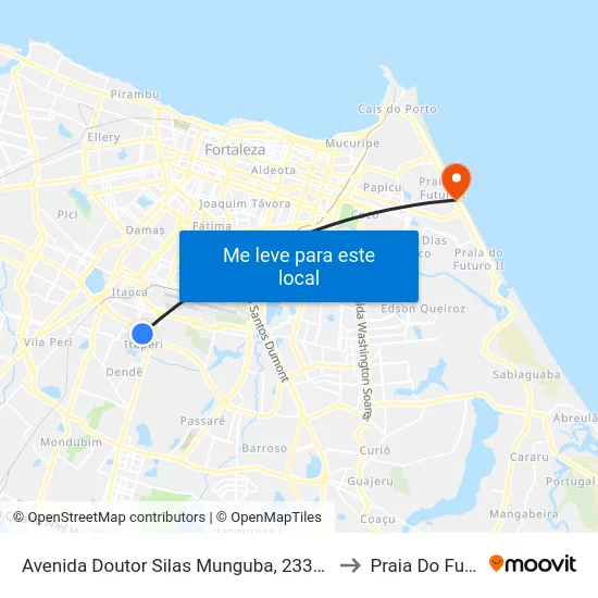 Avenida Doutor Silas Munguba, 2333 - Serrinha to Praia Do Futuro I map