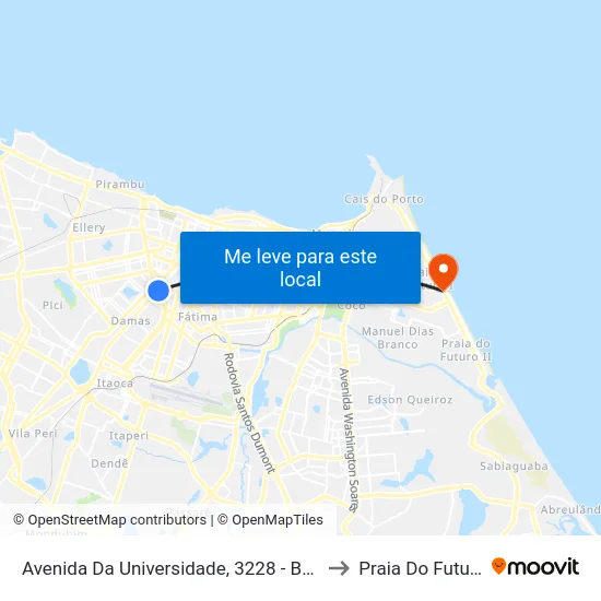 Avenida Da Universidade, 3228 - Benfica to Praia Do Futuro I map