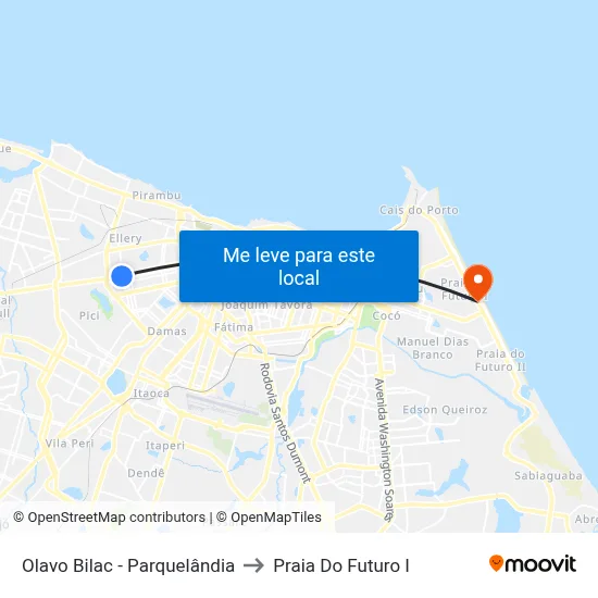 Olavo Bilac - Parquelândia to Praia Do Futuro I map