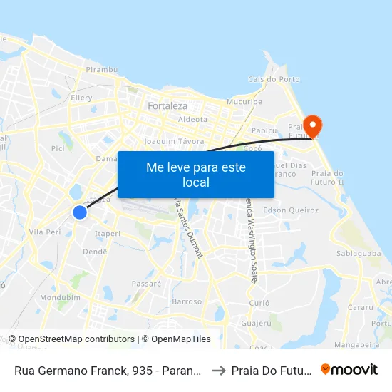 Rua Germano Franck, 935 - Parangaba to Praia Do Futuro I map