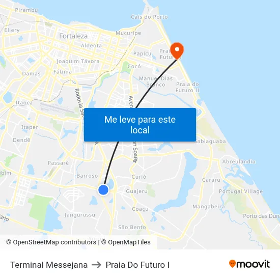Terminal Messejana to Praia Do Futuro I map