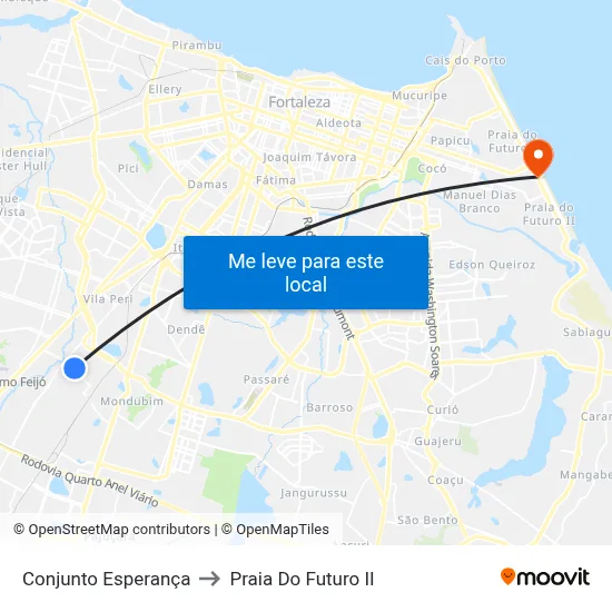 Conjunto Esperança to Praia Do Futuro II map