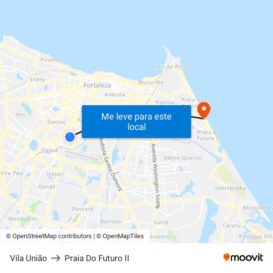 Vila União to Praia Do Futuro II map