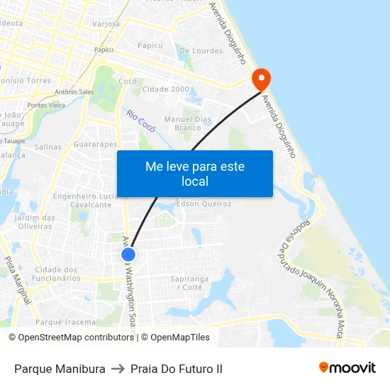 Parque Manibura to Praia Do Futuro II map