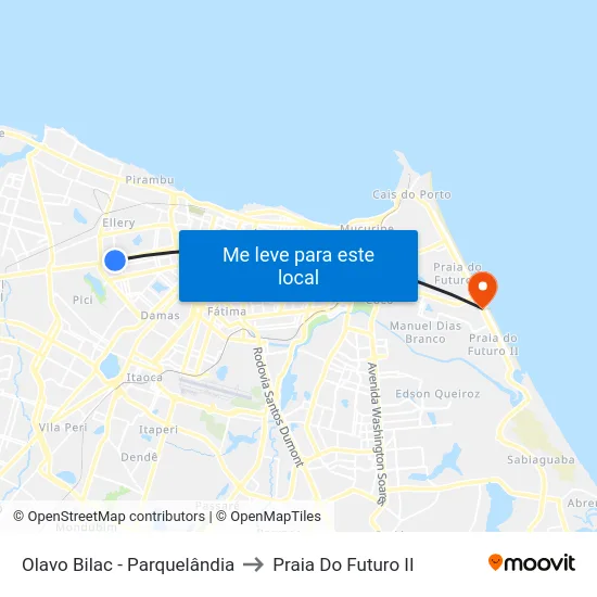 Olavo Bilac - Parquelândia to Praia Do Futuro II map