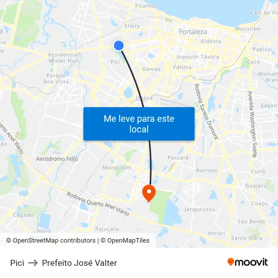 Pici to Prefeito José Valter map