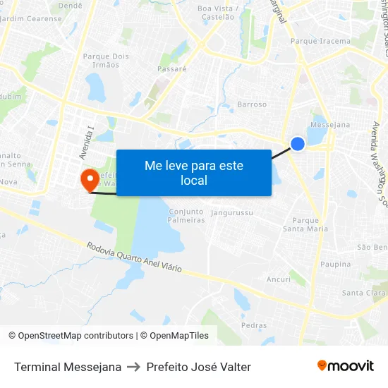 Terminal Messejana to Prefeito José Valter map