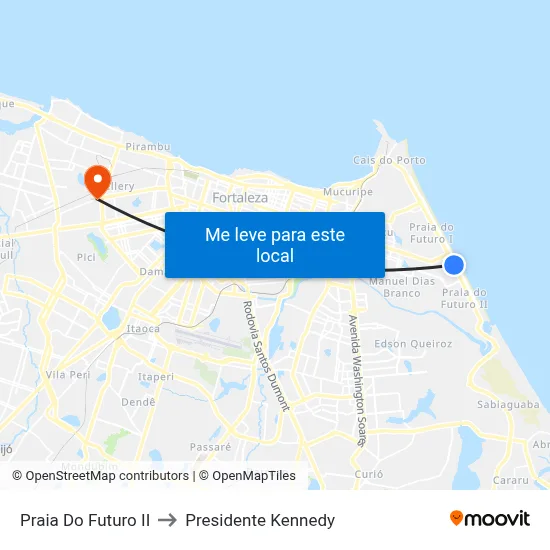 Praia Do Futuro II to Presidente Kennedy map