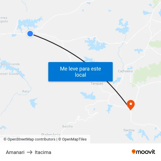 Amanari to Itacima map