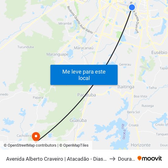 Avenida Alberto Craveiro | Atacadão - Dias Macedo to Dourado map
