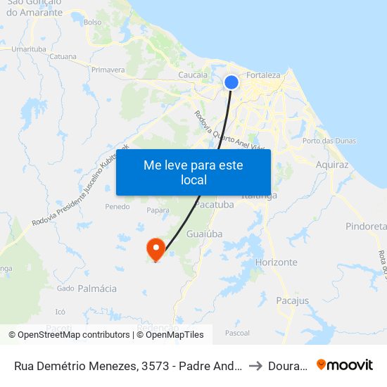 Rua Demétrio Menezes, 3573 - Padre Andrade to Dourado map