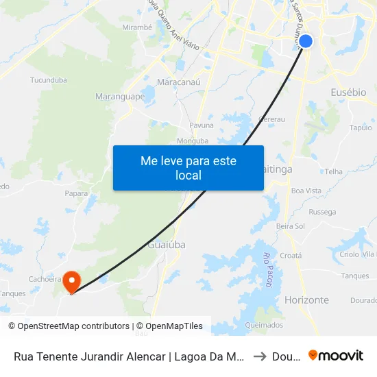 Rua Tenente Jurandir Alencar | Lagoa Da Messejana - Messejana to Dourado map
