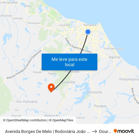 Avenida Borges De Melo | Rodoviária João Thomé - Fátima to Dourado map