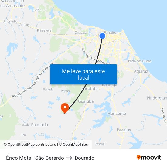 Érico Mota - São Gerardo to Dourado map