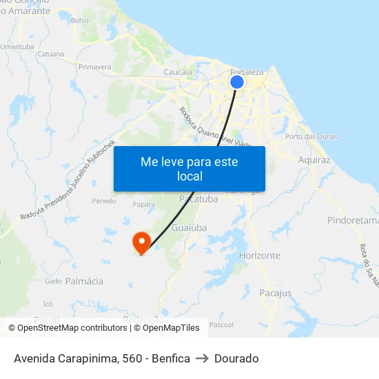 Avenida Carapinima, 560 - Benfica to Dourado map