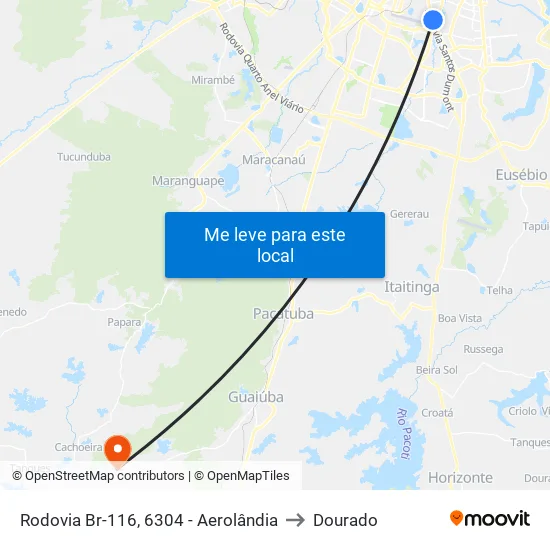 Rodovia Br-116, 6304 - Aerolândia to Dourado map