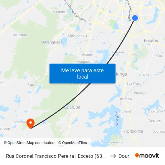 Rua Coronel Francisco Pereira | Seletiva (004/026/055/068/600/614/642/665/670/685/686/712/725/815/1203/Metropolitanas) - Messejana to Dourado map